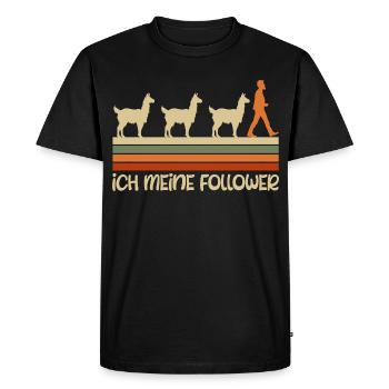 Alpaga Fan JE VEUX DIRE FOLLOWERS Rétro Drôle - T-shirt Premium bio Homme - noir - Devant - Nico (187cm)