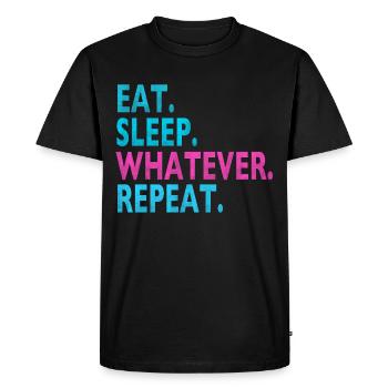 MANGER DORMIR QUOI QUE RÉPÉTER / Humour / Dictons stupides - T-shirt Premium bio Homme - noir - Devant - Nico (187cm)