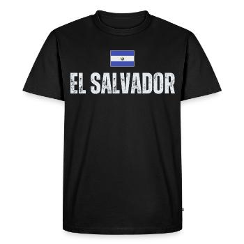 Drapeau du Salvador, j'aime le Salvador - T-shirt Premium bio Homme - noir - Devant - Nico (187cm)