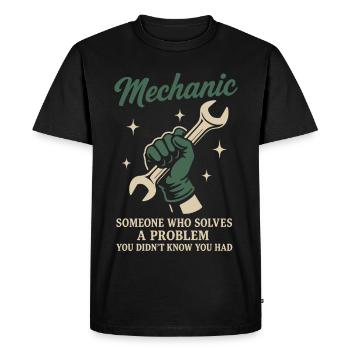 Mechanic Problem Solver Garage Funny Saying - Men's Premium Organic T-Shirt - black - Front - Nico (187cm)