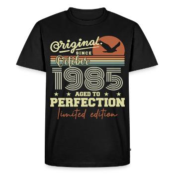 1985 October 1985 Anniversary October 1985 - Men's Premium Organic T-Shirt - black - Front - Nico (187cm)