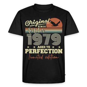 1979 Octobre 1979 anniversaire octobre 1979 - T-shirt Premium bio Homme - noir - Devant - Nico (187cm)