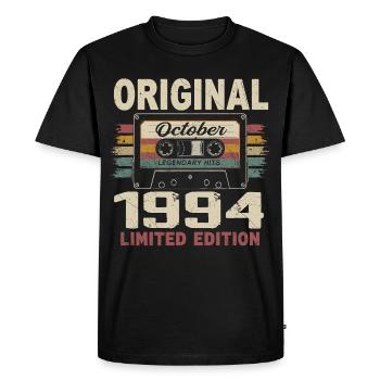 Né en Octobre 1994 | Cadeau Vintage Octobre 1994 - T-shirt Premium bio Homme - noir - Devant - Nico (187cm)