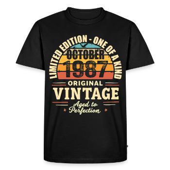Retro October 1987 - birthday october 1987 - Men's Premium Organic T-Shirt - black - Front - Nico (187cm)