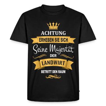 Farmer gift funny Majesty enters room - Men's Premium Organic T-Shirt - black - Front - Nico (187cm)
