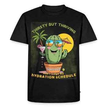 Cactus d'été – Assoiffé mais plein de vie - T-shirt Premium bio Homme - noir - Devant - Nico (187cm)