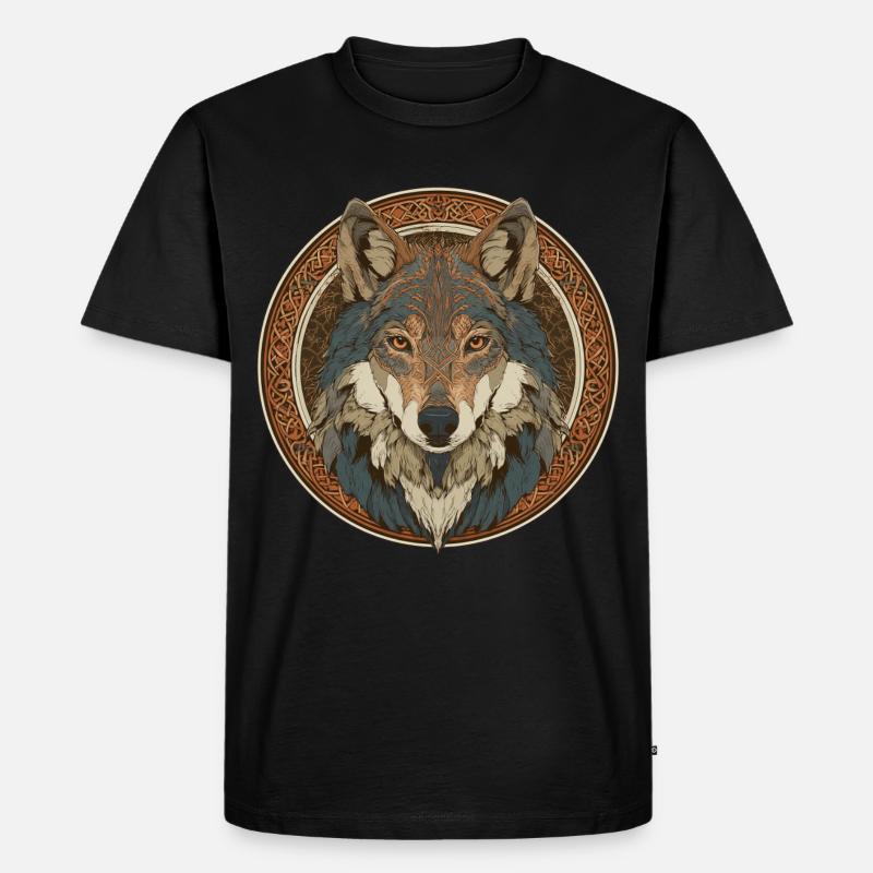 Legendenhafter Wolf mit keltischem Muster - Männer Premium Bio T-Shirt - Schwarz