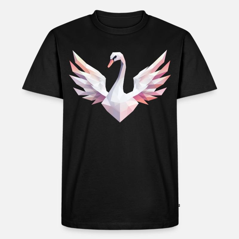 Geometrischer Schwan mit Pastellfarben - Männer Premium Bio T-Shirt - Schwarz