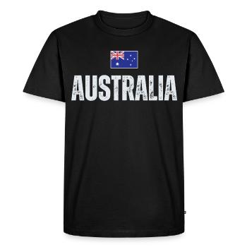 Flag Australia, j’adore l’Australie - T-shirt Premium bio Homme - noir - Devant - Nico (187cm)