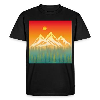 Mountain Nature Sunset - Men's Premium Organic T-Shirt - black - Front - Nico (187cm)