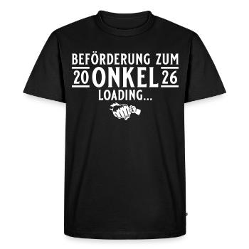 Uncle 2026 loading - Future godfather - Men's Premium Organic T-Shirt - black - Front - Nico (187cm)