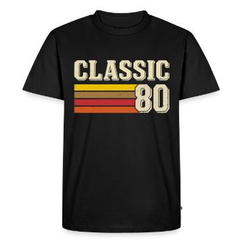 Rétro Classique 80 – Né en 1980 Anniversaire Vintage - T-shirt Premium bio Homme - noir - Devant - Nico (187cm)