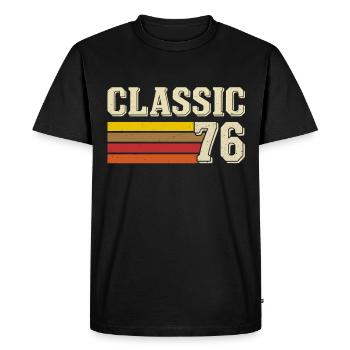 Rétro Classique 76 – Né en 1976 Anniversaire Vintage - T-shirt Premium bio Homme - noir - Devant - Nico (187cm)