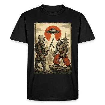 Samouraï Bigfoot Alien Guerrier japonais, Ninja - T-shirt Premium bio Homme - noir - Devant - Nico (187cm)