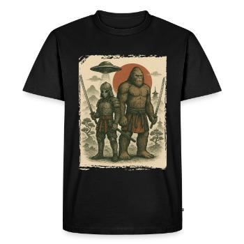 Samouraï Bigfoot Alien Guerrier japonais, Ninja - T-shirt Premium bio Homme - noir - Devant - Nico (187cm)