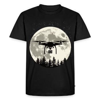 Drone Pleine Lune - T-shirt Premium bio Homme - noir - Devant - Nico (187cm)