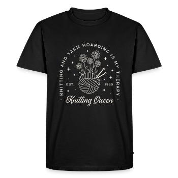 Le tricot est ma thérapie l’accumulation de fils tricoteuse drôle - T-shirt Premium bio Homme - noir - Devant - Nico (187cm)