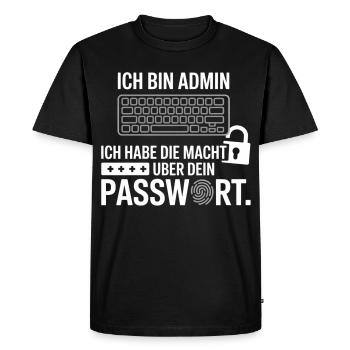 Admin with password protection motif - Men's Premium Organic T-Shirt - black - Front - Nico (187cm)