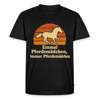 Funny horse girl with vintage happiness - Men's Premium Organic T-Shirt - black - Front - Nico (187cm)