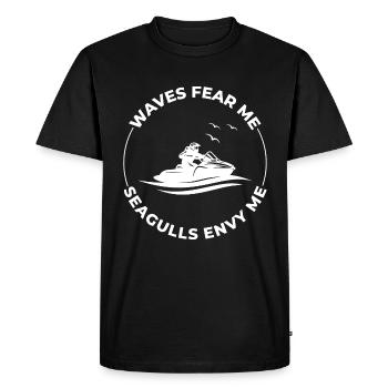 Les vagues me craignent Les mouettes m’envient Jetski rider - T-shirt Premium bio Homme - noir - Devant - Nico (187cm)