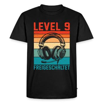 9th Birthday Boys Gamer Level 9 Unlocked - Men's Premium Organic T-Shirt - black - Front - Nico (187cm)