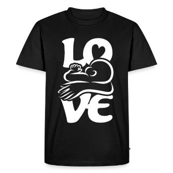 Bébé qui boit et qui allaite Maman AMOUR - T-shirt Premium bio Homme - noir - Devant - Nico (187cm)