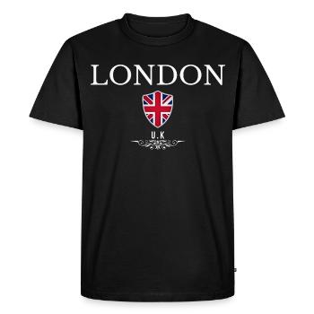 Londres, Royaume-Uni, design minimaliste et élégant - T-shirt Premium bio Homme - noir - Devant - Nico (187cm)