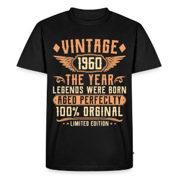 65th Birthday Vintage - Year of Birth 1960 - Men's Premium Organic T-Shirt - black - Front - Nico (187cm)