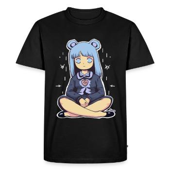Illustration de fille aux cheveux bleus kawaii - T-shirt Premium bio Homme - noir - Devant - Nico (187cm)