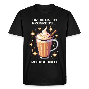 Préparation du Chai – veuillez patienter | Chai Latte - T-shirt Premium bio Homme - noir - Devant - Nico (187cm)