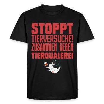 Protection des animaux STOP AUX TESTS SUR LES ANIMAUX ENSEMBLE CONTRE - T-shirt Premium bio Homme - noir - Devant - Nico (187cm)