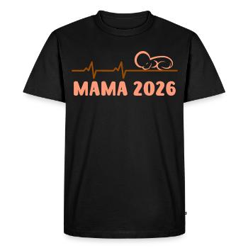 Future maman MAMA 2026 Bébé arrive Drôle - T-shirt Premium bio Homme - noir - Devant - Nico (187cm)