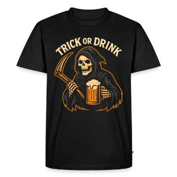 T-shirt « Trick or Drink » pour homme avec inscription « Halloween Beer » - T-shirt Premium bio Homme - noir - Devant - Nico (187cm)