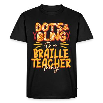 Professeur de Braille Braille Dotum - T-shirt Premium bio Homme - noir - Devant - Nico (187cm)