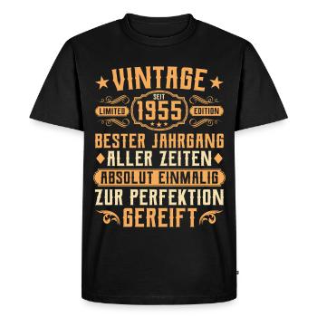 Vintage 1955 Year of birth - 70th birthday - Men's Premium Organic T-Shirt - black - Front - Nico (187cm)