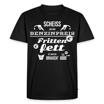 T-Shirt Design Gasoline Price and French Fries Crisis - Men's Premium Organic T-Shirt - black - Front - Nico (187cm)