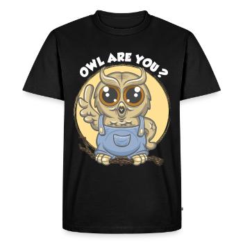 Hibou, êtes-vous ? - T-shirt Premium bio Homme - noir - Devant - Nico (187cm)