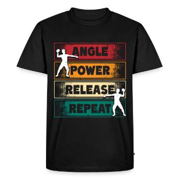 Shot Put Shot Put Angle Power Release - Men's Premium Organic T-Shirt - black - Front - Nico (187cm)
