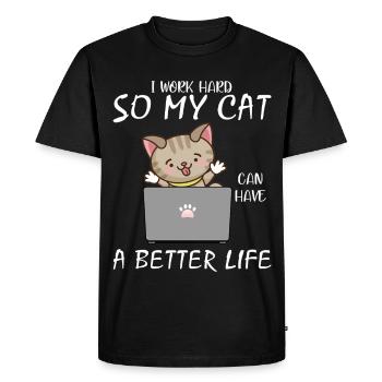 Adorable Cat Work Motivation Design - Men's Premium Organic T-Shirt - black - Front - Nico (187cm)