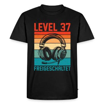 37e anniversaire Hommes Gamer Niveau 37 Débloqué - T-shirt Premium bio Homme - noir - Devant - Nico (187cm)