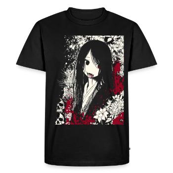 Horreur manga fille en kimono aux yeux rouges - T-shirt Premium bio Homme - noir - Devant - Nico (187cm)