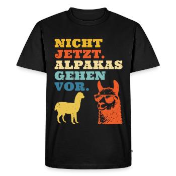Fan d'alpagas PAS MAINTENANT LES ALPAGAS AVANT TOUT Drôle - T-shirt Premium bio Homme - noir - Devant - Nico (187cm)