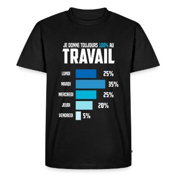 I Always Give 100% to Work Humor Office - Men's Premium Organic T-Shirt - black - Front - Nico (187cm)