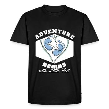 Adventure Begins with Little Feet Birth Gift - Men's Premium Organic T-Shirt - black - Front - Nico (187cm)