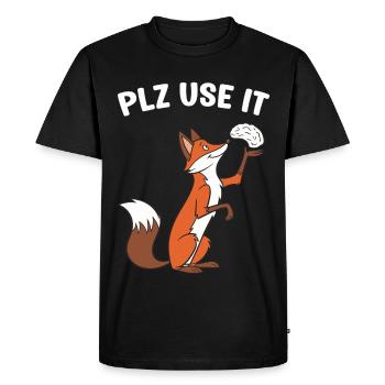 Un renard drôle avec un cerveau, utilisez-le s'il vous plaît - T-shirt Premium bio Homme - noir - Devant - Nico (187cm)