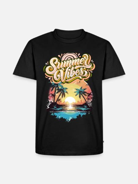 Summer Mood Palm Trees Sunset - Men's Premium Organic T-Shirt - black