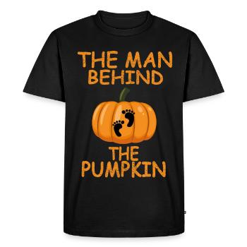 L’homme derrière la chemise d’Halloween Pumpkin Footprint - T-shirt Premium bio Homme - noir - Devant - Nico (187cm)