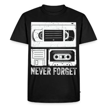 Vintage Cassette Tape Never Forget - Men's Premium Organic T-Shirt - black - Front - Nico (187cm)