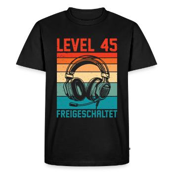 45e anniversaire Homme Gamer Niveau 45 débloqué - T-shirt Premium bio Homme - noir - Devant - Nico (187cm)
