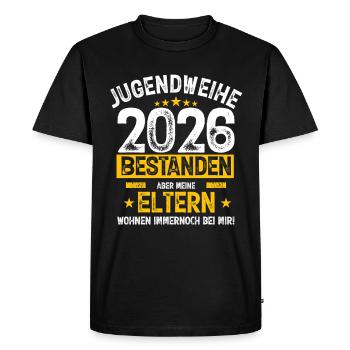Citation de la famille Consécration de la jeunesse 2026 - T-shirt Premium bio Homme - noir - Devant - Nico (187cm)